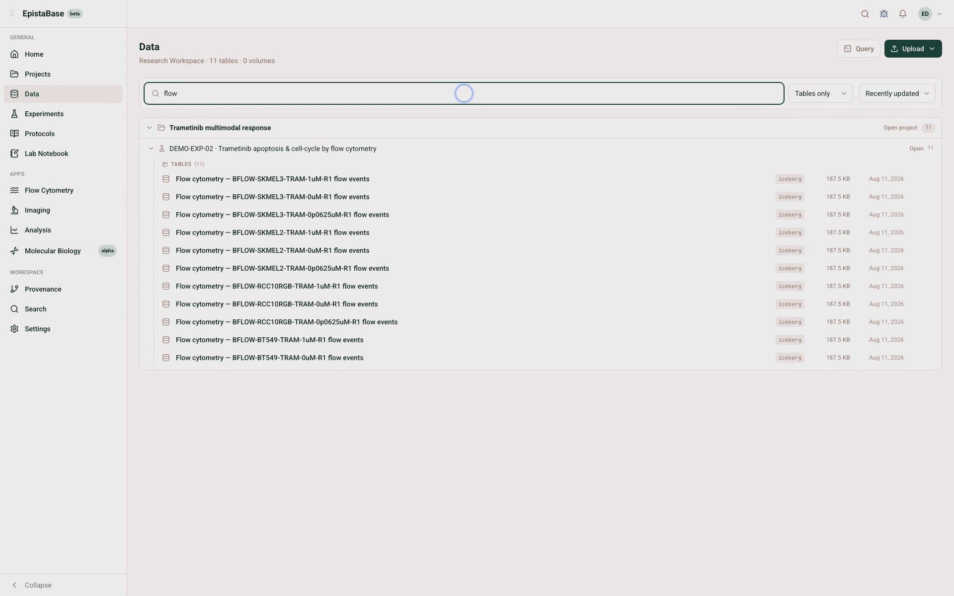 EpistaBase data catalog
