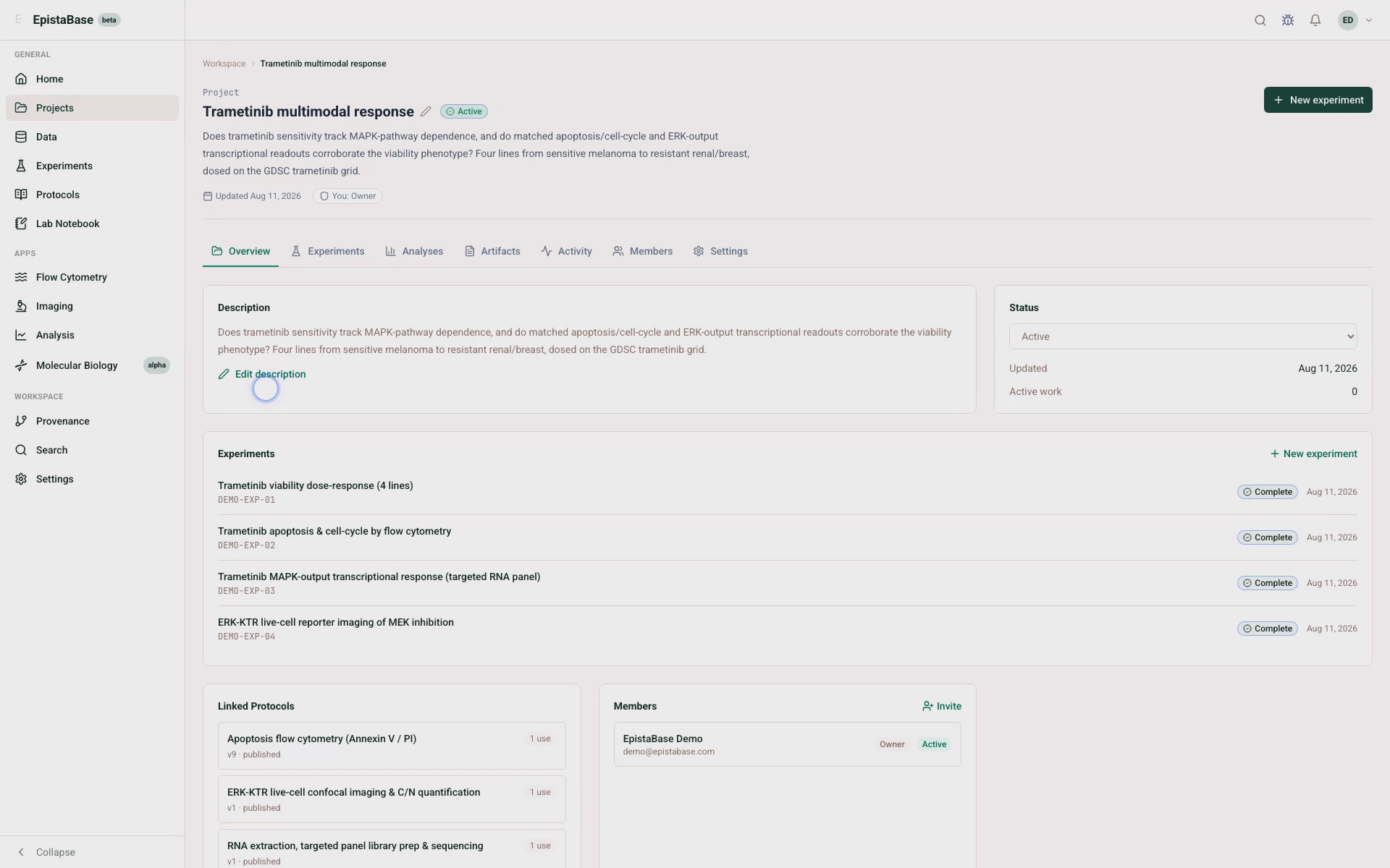 The EpistaBase web portal overview