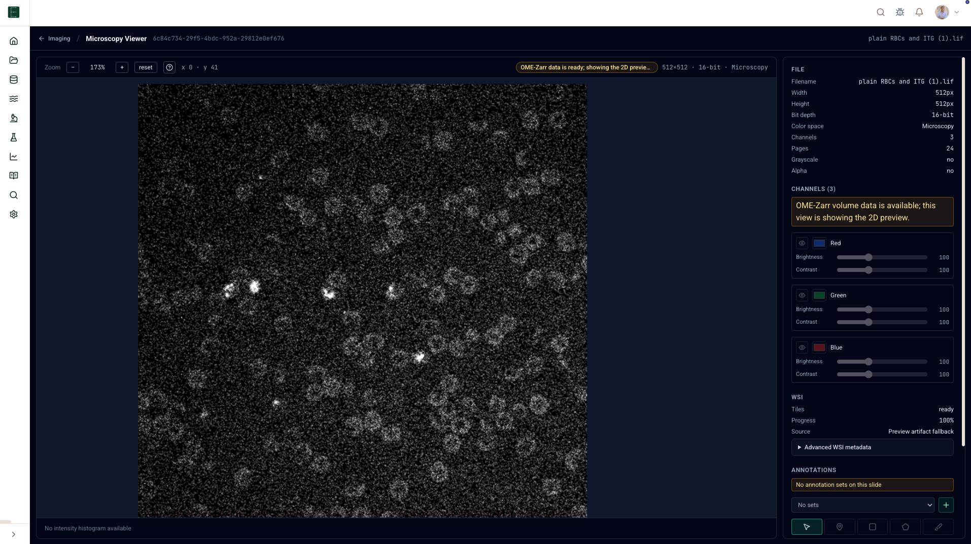 EpistaBase microscopy channel-mixer viewer